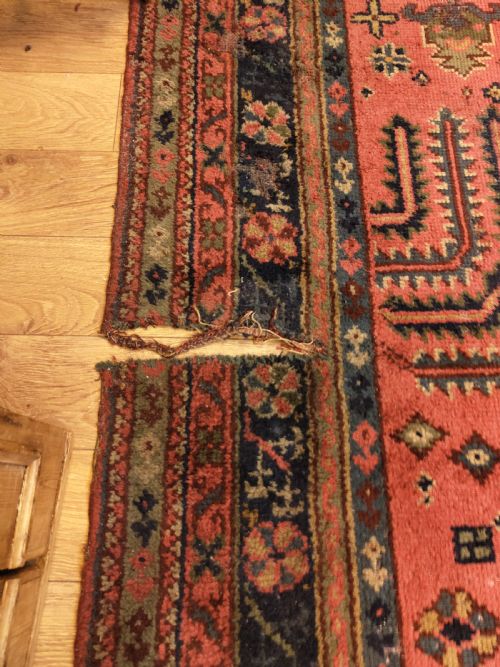 EXTREMELY LARGE 18FT LONG DISTRESSED LATE 19TH CENTURY COUNTRY HOUSE TURKISH RED GROUND CARPET - ADDITIONAL PHOTO 4