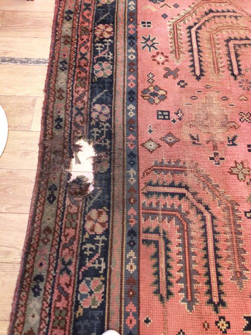 EXTREMELY LARGE 18FT LONG DISTRESSED LATE 19TH CENTURY COUNTRY HOUSE TURKISH RED GROUND CARPET - ADDITIONAL PHOTO 2