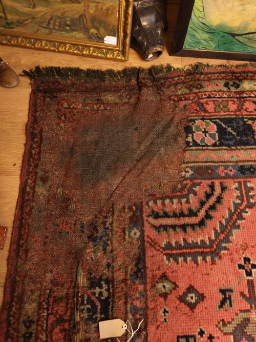 EXTREMELY LARGE 18FT LONG DISTRESSED LATE 19TH CENTURY COUNTRY HOUSE TURKISH RED GROUND CARPET - ADDITIONAL PHOTO 3