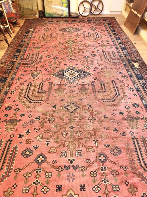 EXTREMELY LARGE 18FT LONG DISTRESSED LATE 19TH CENTURY COUNTRY HOUSE TURKISH RED GROUND CARPET - ADDITIONAL PHOTO 5