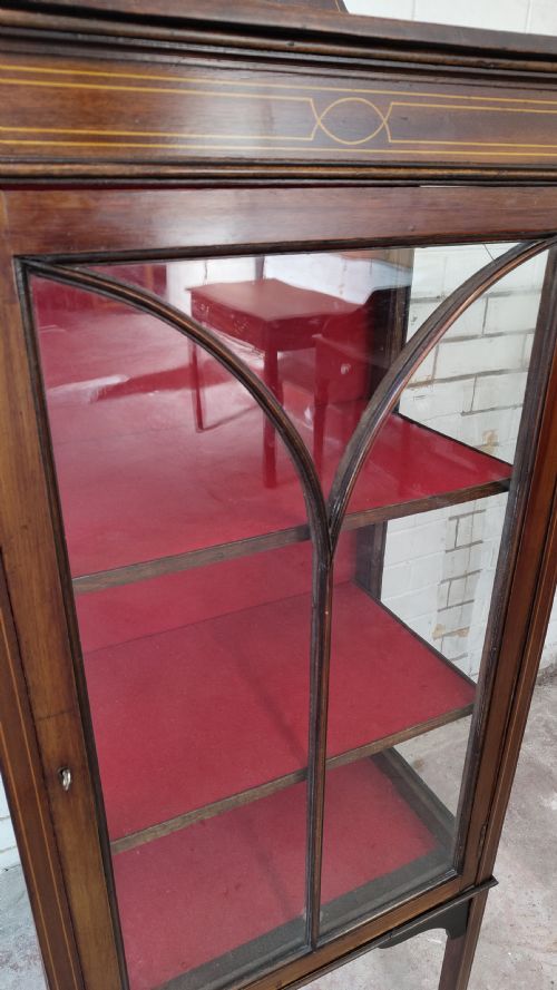 ANTIQUE EDWARDIAN MAHOGANY ASTRAGAL GLAZED CABINET - ADDITIONAL PHOTO 4