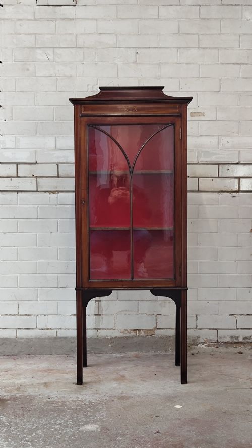 ANTIQUE EDWARDIAN MAHOGANY ASTRAGAL GLAZED CABINET - ADDITIONAL PHOTO 6