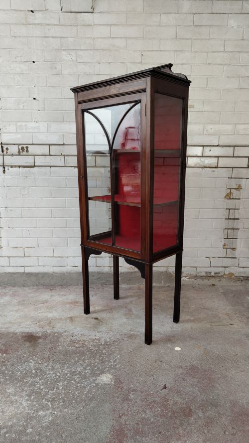 ANTIQUE EDWARDIAN MAHOGANY ASTRAGAL GLAZED CABINET - ADDITIONAL PHOTO 8
