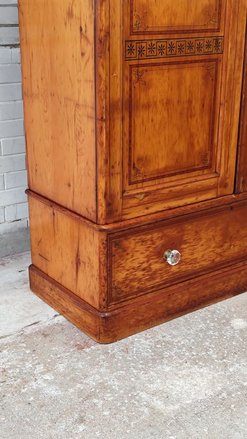 ANTIQUE VICTORIAN AESTHETIC PINE DOUBLE WARDROBE COMPACTUM ARMOIRE - ADDITIONAL PHOTO 14