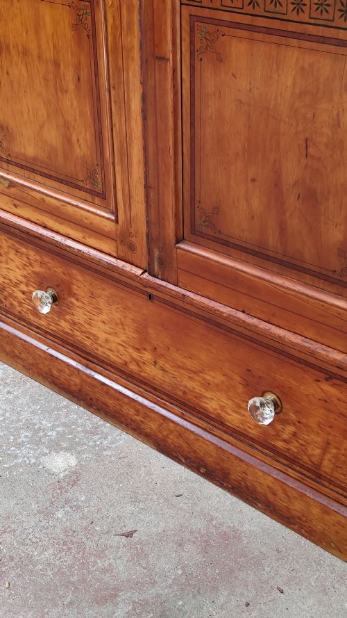 ANTIQUE VICTORIAN AESTHETIC PINE DOUBLE WARDROBE COMPACTUM ARMOIRE - ADDITIONAL PHOTO 1