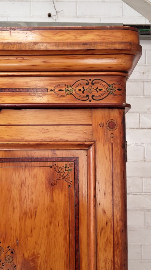 ANTIQUE VICTORIAN AESTHETIC PINE DOUBLE WARDROBE COMPACTUM ARMOIRE - ADDITIONAL PHOTO 2
