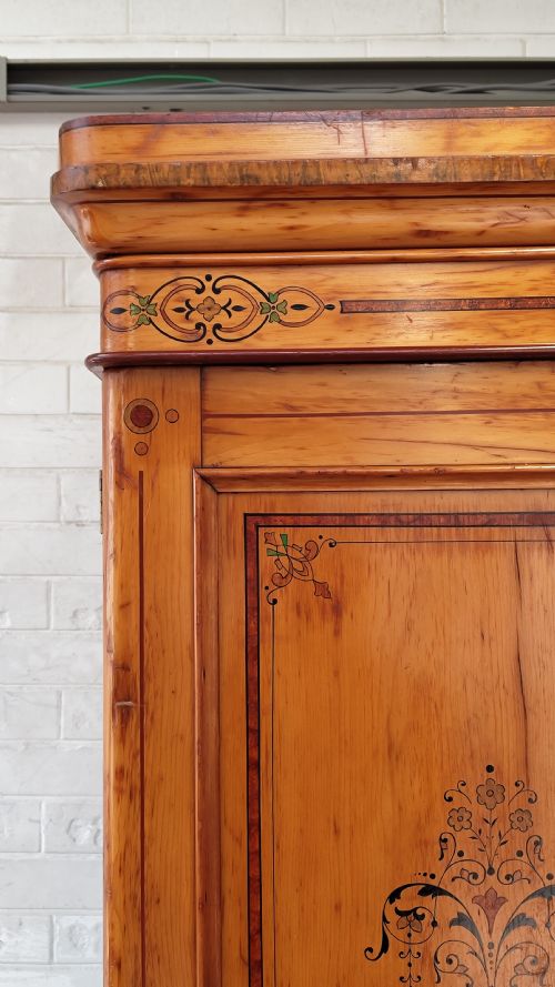 ANTIQUE VICTORIAN AESTHETIC PINE DOUBLE WARDROBE COMPACTUM ARMOIRE - ADDITIONAL PHOTO 3