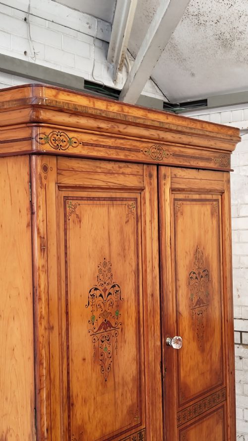 ANTIQUE VICTORIAN AESTHETIC PINE DOUBLE WARDROBE COMPACTUM ARMOIRE - ADDITIONAL PHOTO 7