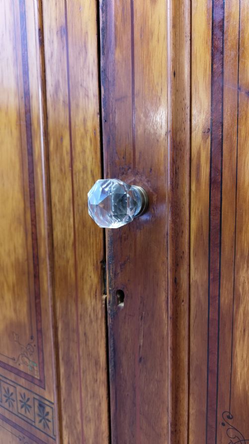ANTIQUE VICTORIAN AESTHETIC PINE DOUBLE WARDROBE COMPACTUM ARMOIRE - ADDITIONAL PHOTO 8