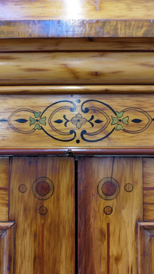 ANTIQUE VICTORIAN AESTHETIC PINE DOUBLE WARDROBE COMPACTUM ARMOIRE - ADDITIONAL PHOTO 10