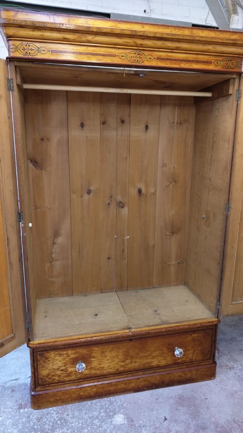 ANTIQUE VICTORIAN AESTHETIC PINE DOUBLE WARDROBE COMPACTUM ARMOIRE - ADDITIONAL PHOTO 13
