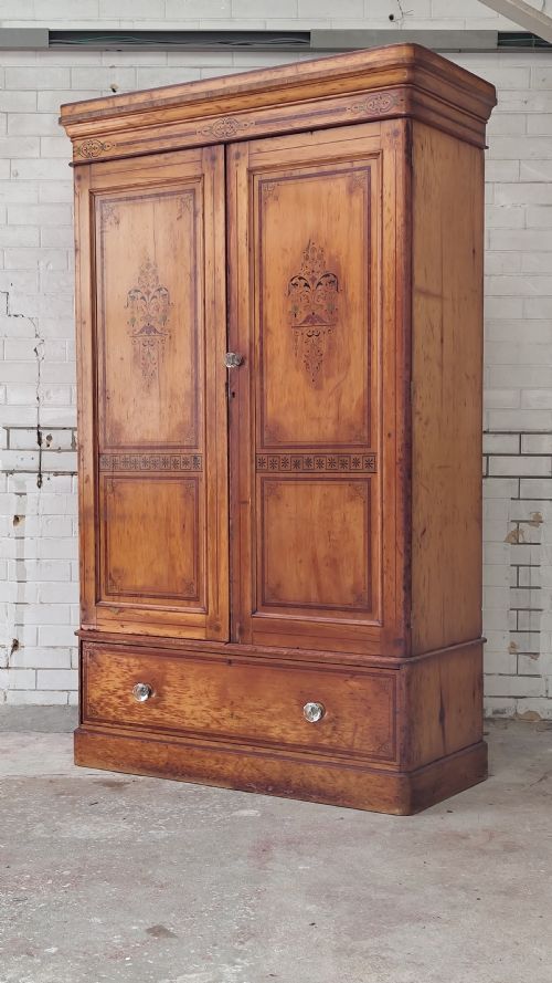 antique victorian aesthetic pine double wardrobe compactum armoire - CATEGORY: ANTIQUE WARDROBES - DATED VICTORIAN