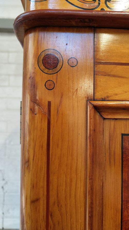 ANTIQUE VICTORIAN AESTHETIC PINE DOUBLE WARDROBE COMPACTUM ARMOIRE - ADDITIONAL PHOTO 16