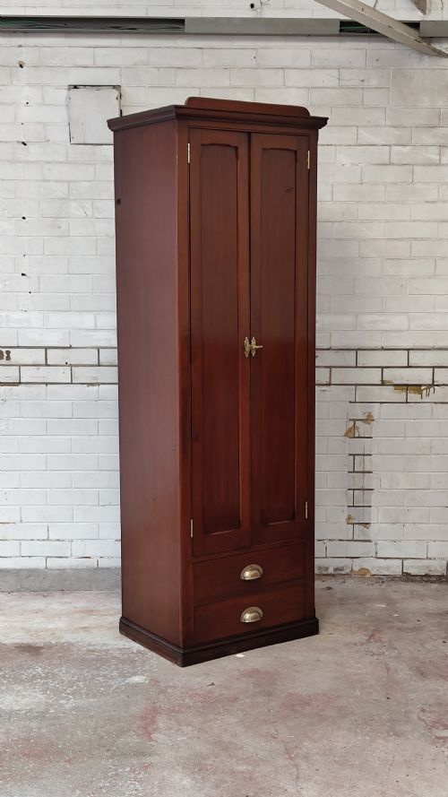ANTIQUE VICTORIAN SCUMBLED PINE FORMER POST OFFICE SINGLE HALL WARDROBE COMPACTUM - ADDITIONAL PHOTO 2