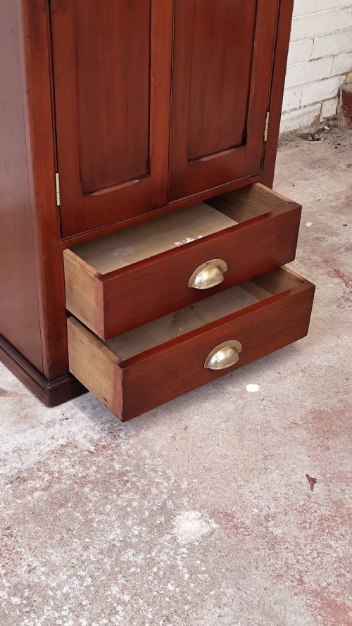 ANTIQUE VICTORIAN SCUMBLED PINE FORMER POST OFFICE SINGLE HALL WARDROBE COMPACTUM - ADDITIONAL PHOTO 6