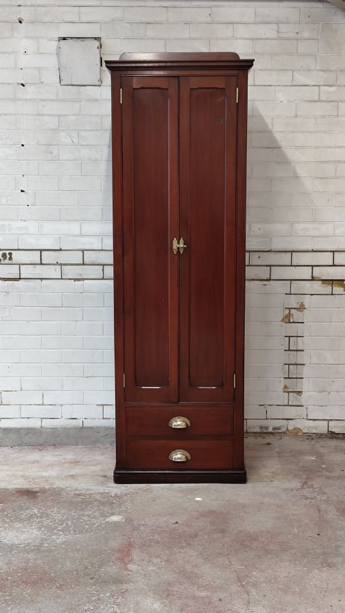 ANTIQUE VICTORIAN SCUMBLED PINE FORMER POST OFFICE SINGLE HALL WARDROBE COMPACTUM - ADDITIONAL PHOTO 7