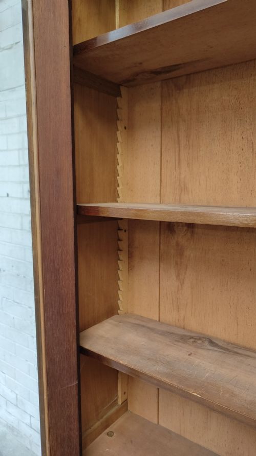 ANTIQUE EDWARDIAN ART NOVEAU WALNUT BOOKCASE ON CUPBOARD - ADDITIONAL PHOTO 9