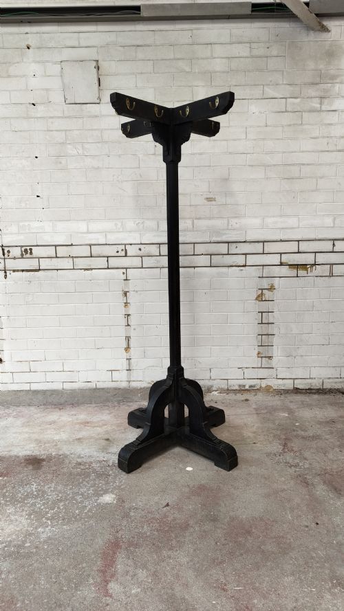 ANTIQUE VICTORIAN EBONISED ECCLESIASTICAL COAT HALL STAND - ADDITIONAL PHOTO 6