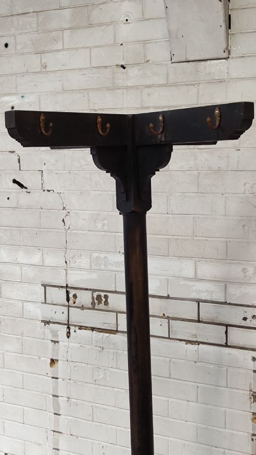 ANTIQUE VICTORIAN EBONISED ECCLESIASTICAL COAT HALL STAND - ADDITIONAL PHOTO 9
