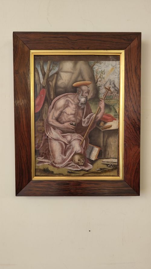 diminutive late 17th century old master oil painting on leather - CATEGORY: ANTIQUE ART - DATED 17TH CENTURY