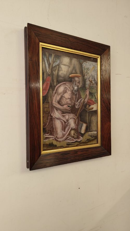 DIMINUTIVE LATE 17TH CENTURY OLD MASTER OIL PAINTING ON LEATHER - ADDITIONAL PHOTO 1