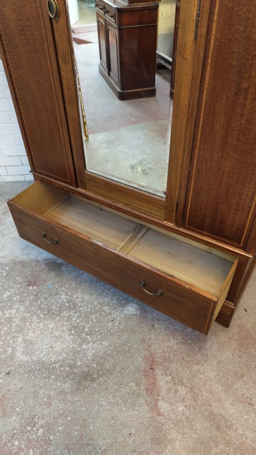 ANTIQUE EDWARDIAN INLAID MAHOGANY SINGLE HALL WARDROBE - ADDITIONAL PHOTO 1