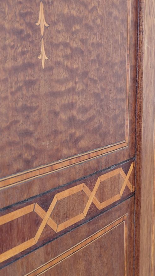 ANTIQUE EDWARDIAN INLAID MAHOGANY SINGLE HALL WARDROBE - ADDITIONAL PHOTO 3