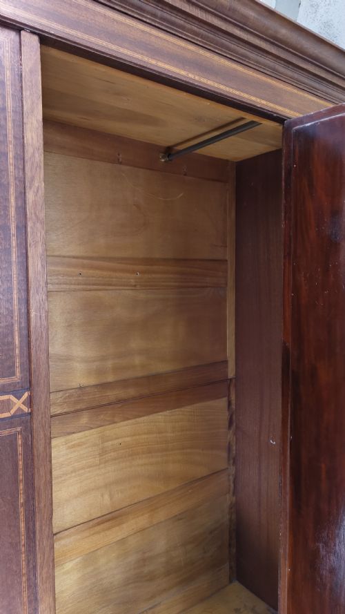 ANTIQUE EDWARDIAN INLAID MAHOGANY SINGLE HALL WARDROBE - ADDITIONAL PHOTO 8