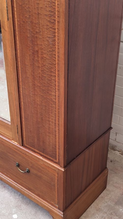 ANTIQUE EDWARDIAN INLAID MAHOGANY SINGLE HALL WARDROBE - ADDITIONAL PHOTO 10