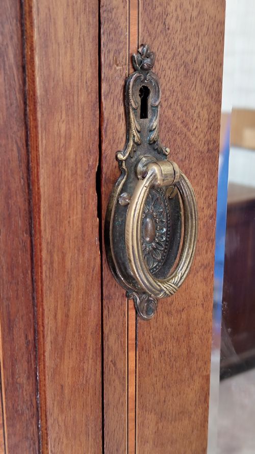 ANTIQUE EDWARDIAN INLAID MAHOGANY SINGLE HALL WARDROBE - ADDITIONAL PHOTO 12