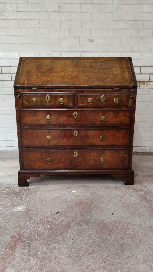 ANTIQUE QUEEN ANNE PERIOD SOLID WALNUT WRITING BUREAU ON CHEST - ADDITIONAL PHOTO 1