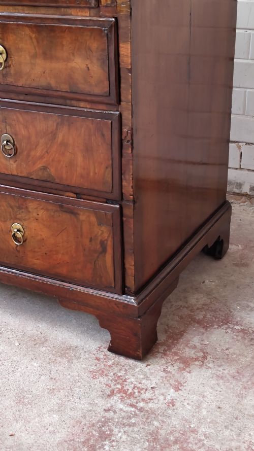 ANTIQUE QUEEN ANNE PERIOD SOLID WALNUT WRITING BUREAU ON CHEST - ADDITIONAL PHOTO 2