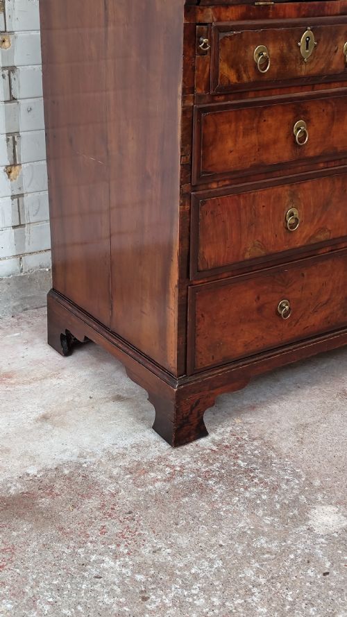 ANTIQUE QUEEN ANNE PERIOD SOLID WALNUT WRITING BUREAU ON CHEST - ADDITIONAL PHOTO 3