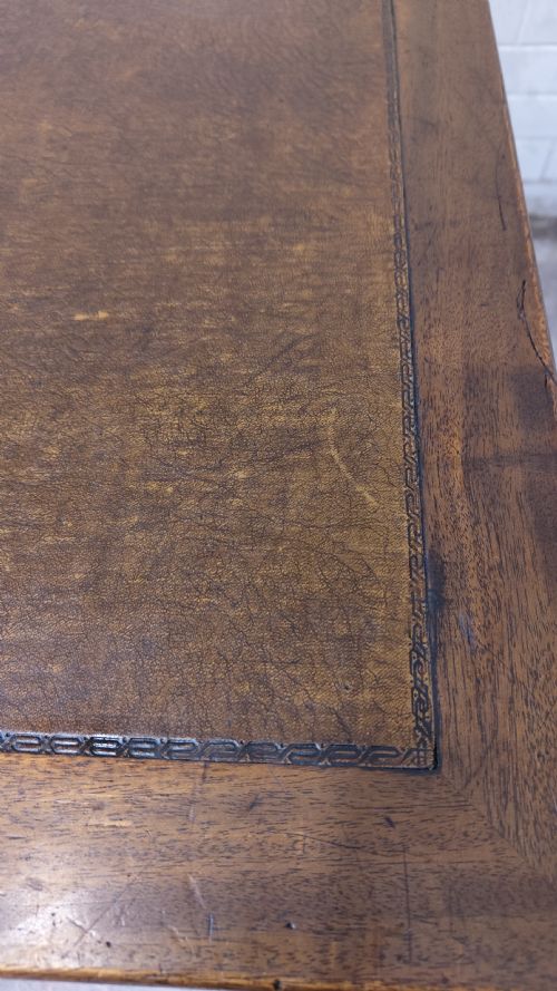 ANTIQUE SOLID OAK EX GOVERNMENT LEATHER TOP PEDESTAL DESK - ADDITIONAL PHOTO 15
