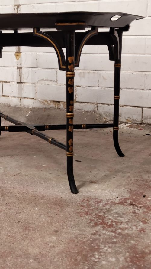 ANTIQUE REGENCY PERIOD TOLE WARE TRAY COFFEE TABLE ON STAND - ADDITIONAL PHOTO 5