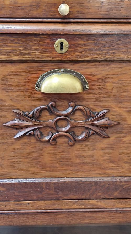 ANTIQUE EDWARDIAN GOLDEN OAK GLAZED BARRISTERS STACKING BOOKCASE BUREAU - ADDITIONAL PHOTO 10