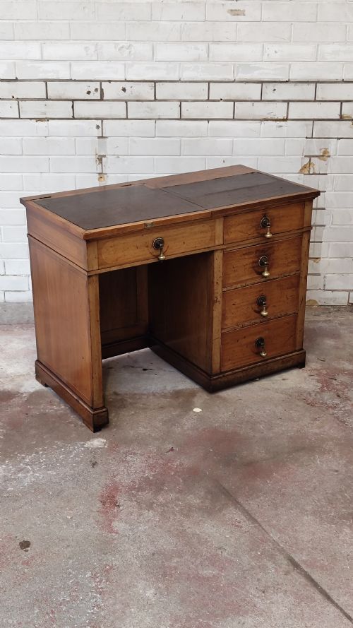 ANTIQUE VICTORIAN MAHOGANY LEATHER TOP SHIPS DESK PURPORTEDLY FROM THE LAST CZAR OF RUSSIA'S YACHT - ADDITIONAL PHOTO 9