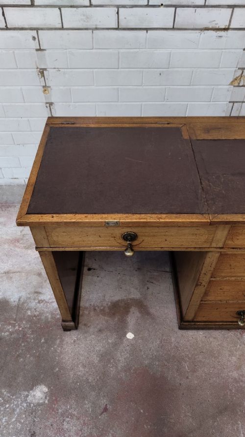 ANTIQUE VICTORIAN MAHOGANY LEATHER TOP SHIPS DESK PURPORTEDLY FROM THE LAST CZAR OF RUSSIA'S YACHT - ADDITIONAL PHOTO 3