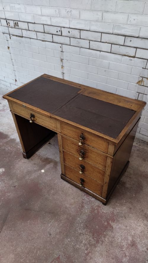 ANTIQUE VICTORIAN MAHOGANY LEATHER TOP SHIPS DESK PURPORTEDLY FROM THE LAST CZAR OF RUSSIA'S YACHT - ADDITIONAL PHOTO 4