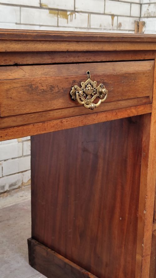 ANTIQUE EDWARDIAN WALNUT WORK OFFICE PEDESTAL DESK - ADDITIONAL PHOTO 7
