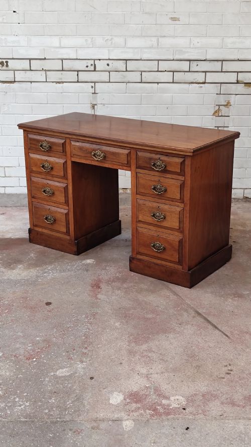 antique edwardian walnut work office pedestal desk - CATEGORY: ANTIQUE DESKS - DATED EDWARDIAN