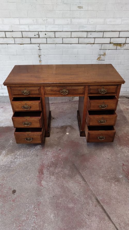 ANTIQUE EDWARDIAN WALNUT WORK OFFICE PEDESTAL DESK - ADDITIONAL PHOTO 1