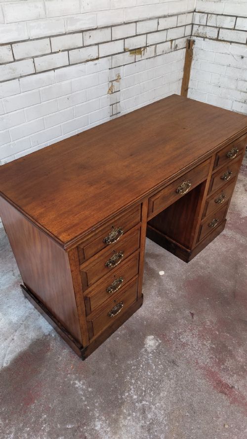 ANTIQUE EDWARDIAN WALNUT WORK OFFICE PEDESTAL DESK - ADDITIONAL PHOTO 9