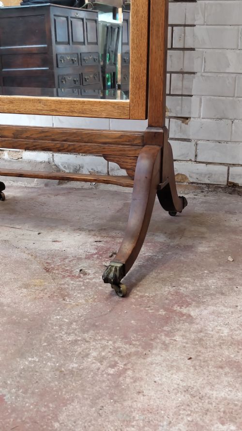 ANTIQUE VICTORIAN SOLID GOLDEN OAK FULL LENGTH CHEVAL DRESSING MIRROR - ADDITIONAL PHOTO 1