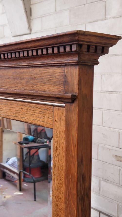 ANTIQUE VICTORIAN SOLID GOLDEN OAK FULL LENGTH CHEVAL DRESSING MIRROR - ADDITIONAL PHOTO 4
