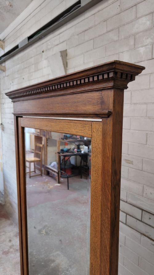 ANTIQUE VICTORIAN SOLID GOLDEN OAK FULL LENGTH CHEVAL DRESSING MIRROR - ADDITIONAL PHOTO 6