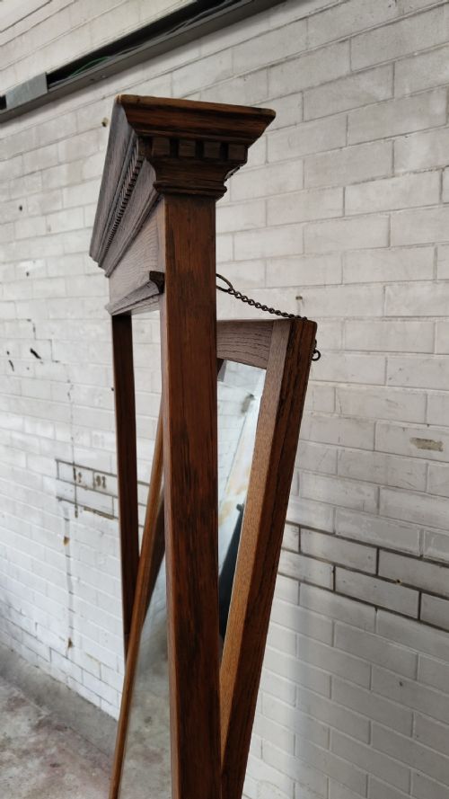 ANTIQUE VICTORIAN SOLID GOLDEN OAK FULL LENGTH CHEVAL DRESSING MIRROR - ADDITIONAL PHOTO 8