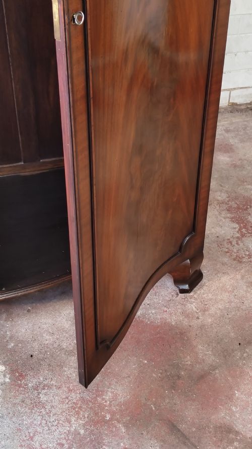 ANTIQUE EDWARDIAN SOLID MAHOGANY SERPENTINE DOUBLE WARDROBE ARMOIRE COMPACTUM - ADDITIONAL PHOTO 3