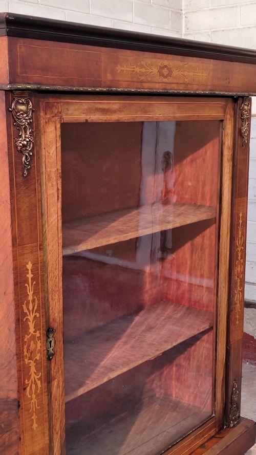 ANTIQUE VICTORIAN WALNUT PIER CABINET BOOKCASE - ADDITIONAL PHOTO 19
