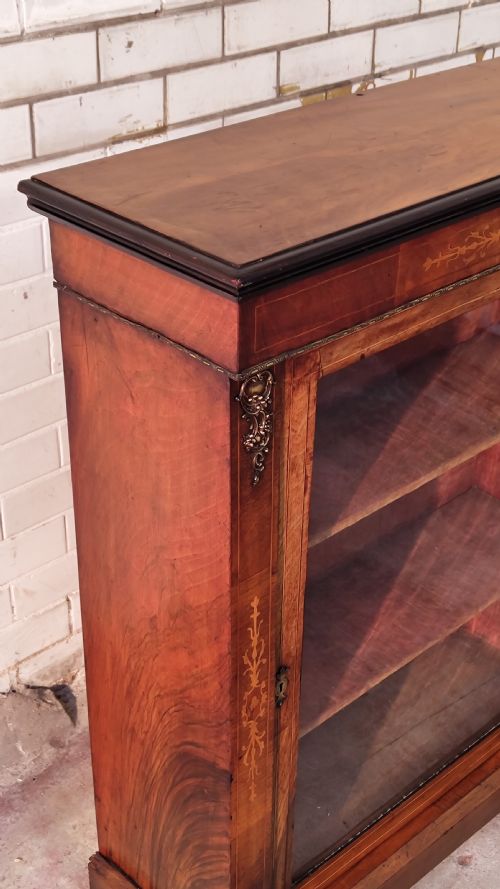 ANTIQUE VICTORIAN WALNUT PIER CABINET BOOKCASE - ADDITIONAL PHOTO 6